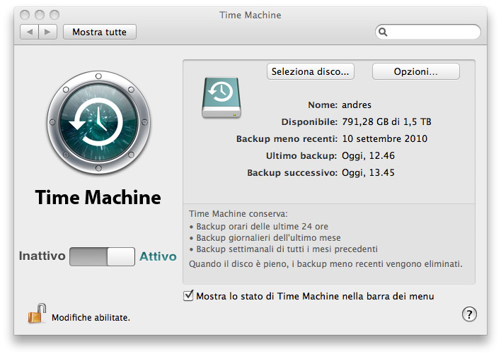 guida time machine, tutorial