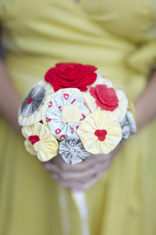 Violet Hills Weddings + Events DIY fabric flower bouquets.