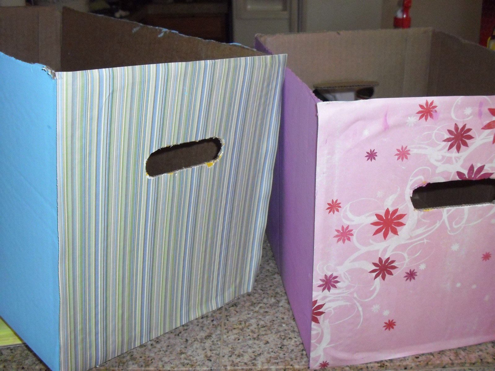 Belle's Bazaar Diaper boxes turned storage boxes