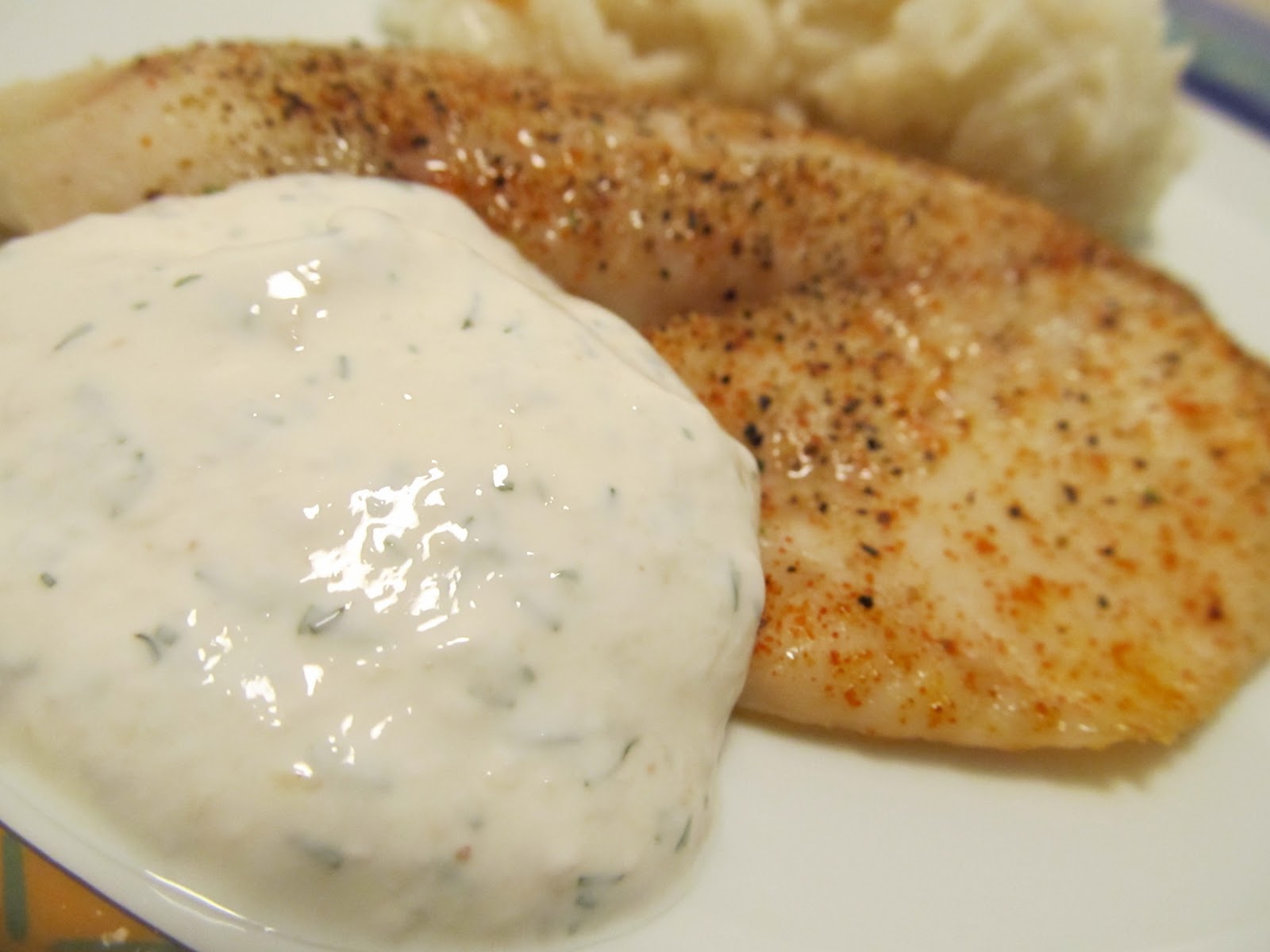 Jenn's Food Journey Baked Tilapia with Horseradish Dill Sauce