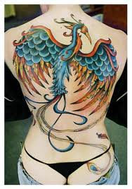 tatto art phoenix in back body