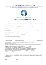 Modulo 2009 di adesione a Cittadinanza Democratica