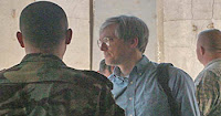 Steven Biddle prepares to enter Combat Outpost Murray on June 4. Biddle, a military analyst at the Council on Foreign Relations, was in Iraq assessing progress made in the country. (U.S. Army photo by Sgt. Kevin Stabinsky)