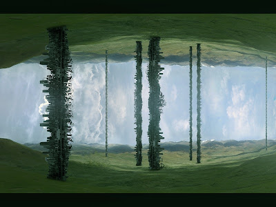 wallpaper fundo de tela com paisagem transformada em figura abstrata