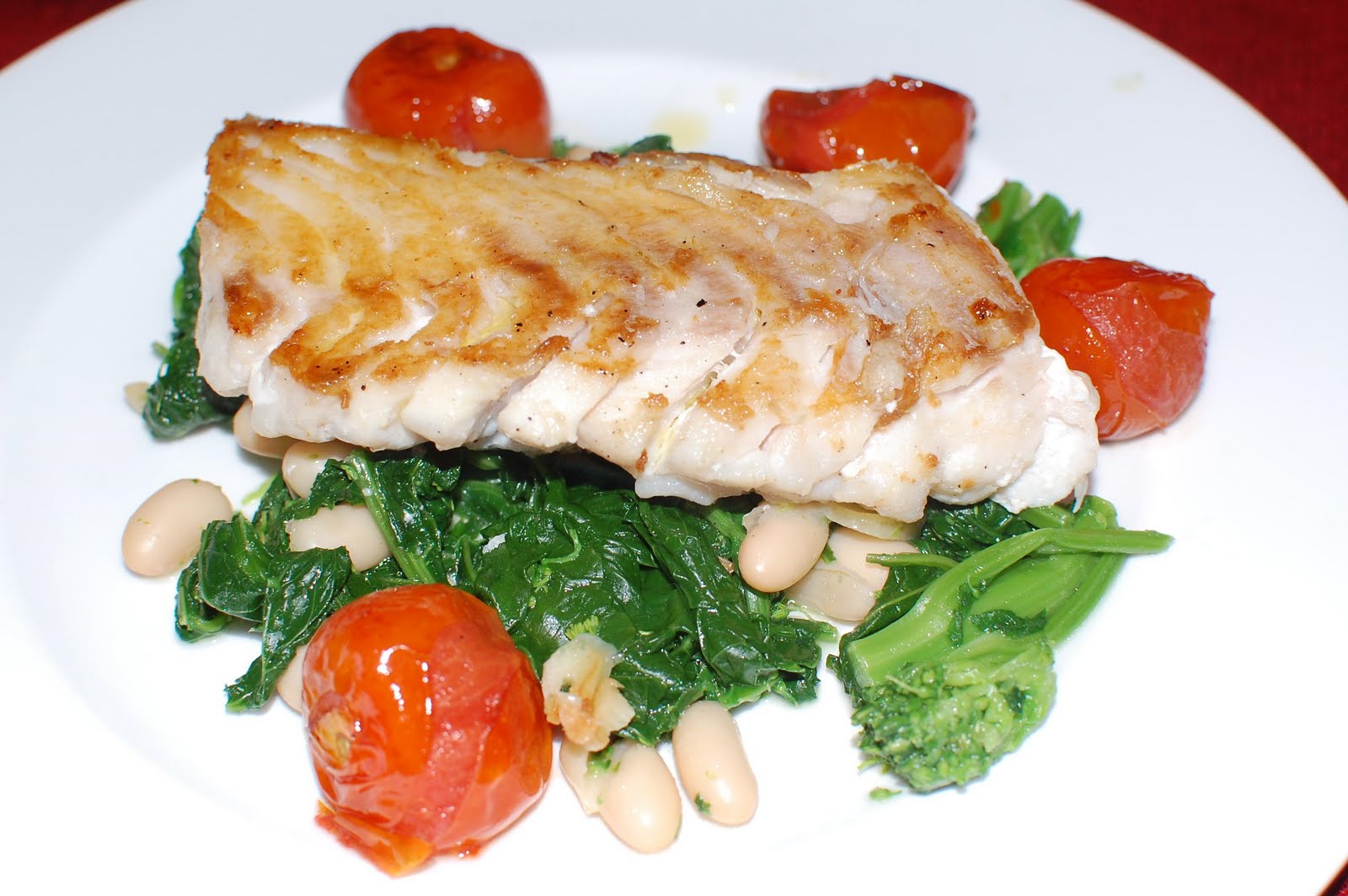 NJ Epicurean Pan Seared Grouper with Broccoli Rabe