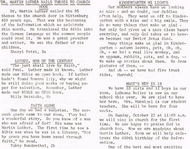 Page 3 (top part) of the October 1967 issue of Hi Lights, the student newspaper of St John Elementary School in Seward, Nebraska.
