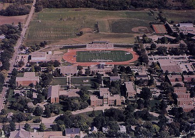 Aerial photograph (newer, color) of Concordia Teachers College in Seward, Nebraska. The image was scanned from an old photograph found by Steve Sylwester.