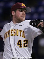 Minnesota Golden Gopher Baseball Player Scott Matyas pitching