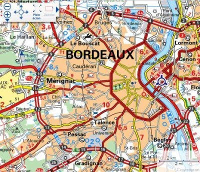City plan Bordeaux France
