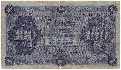 Latvian banknotes 100 Lats Latu notes bill