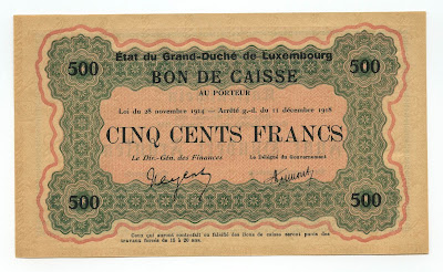 Luxembourg Bon de Caisse 500 Francs Banknote