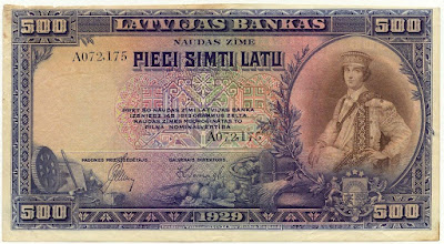Latvia 500 Latu Latvian Lats Milda banknote money currency