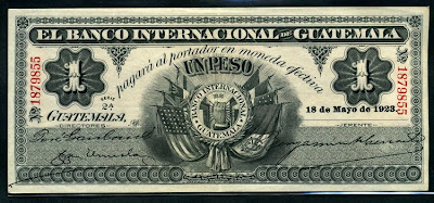 El Banco Internacional de Guatemala 1 Peso world paper money