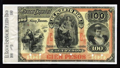 Puerto Rico banknotes 100 pesos note bill currency money peso dollar