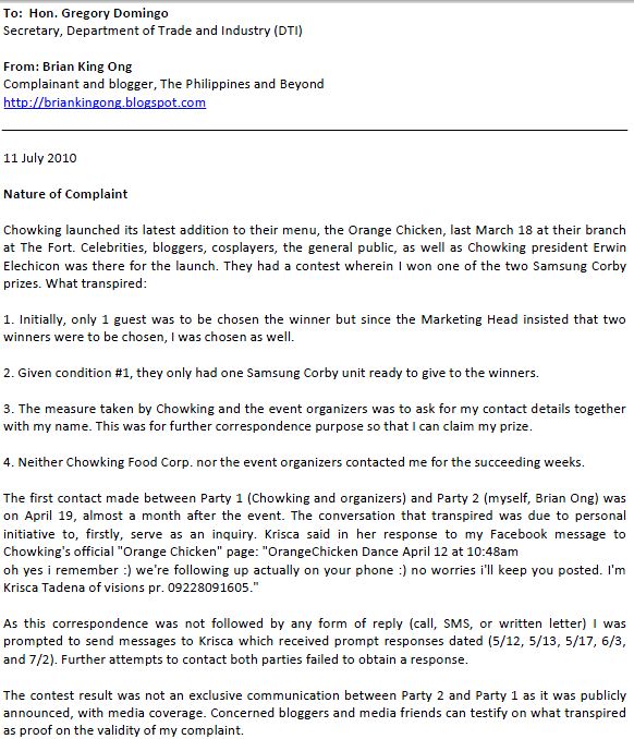 Write a complaint letter picture