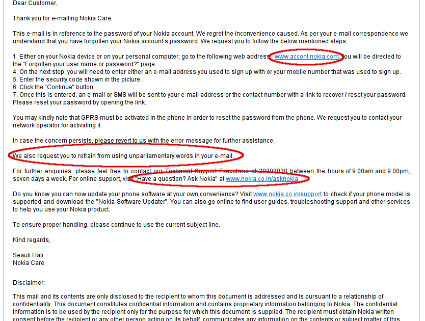 Nokia "Support" - Ha!