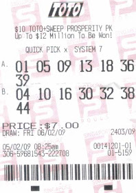 Toto system 7 prize 3 numbers win how much