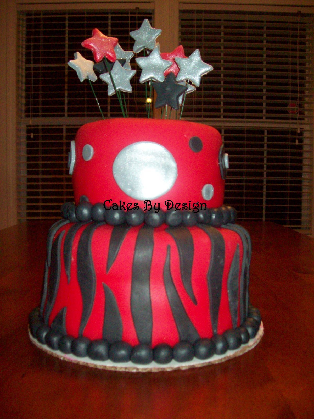 Cakes By Design Red and Black Zebra Cake
