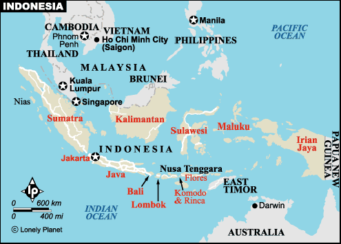21 volcanes a través del país a punto de estallar  Indonesia+Mapa