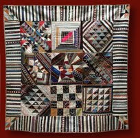 crazy quilt with striped border