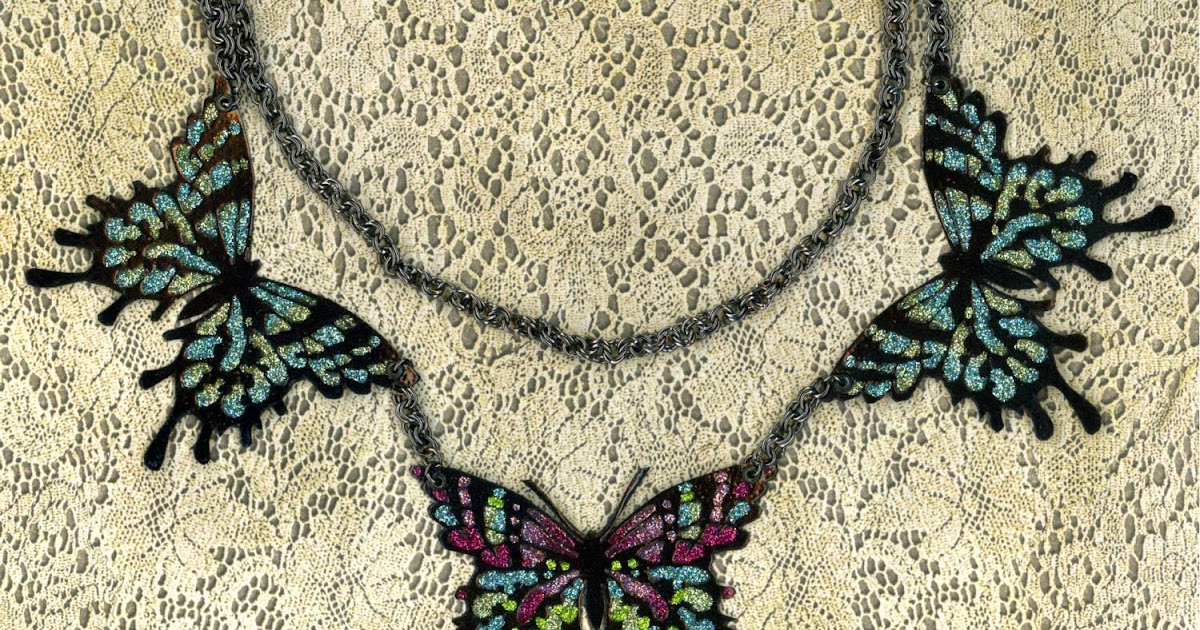 EKDuncan My Fanciful Muse Butterfly Necklace Glitter Art Paper Jewelry Project