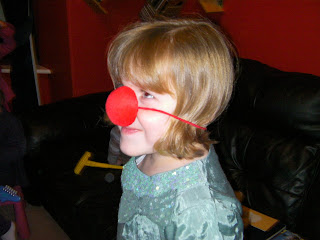 Erin rudolph the red nosed reindeer, silly nose
