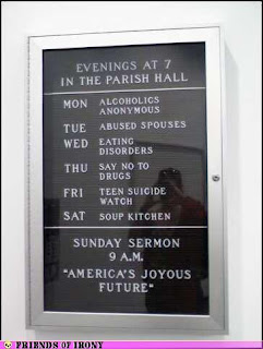 america's joyous future, depressing church sign