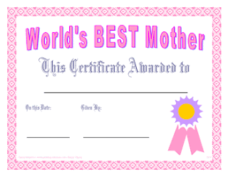 worlds best mother printable award