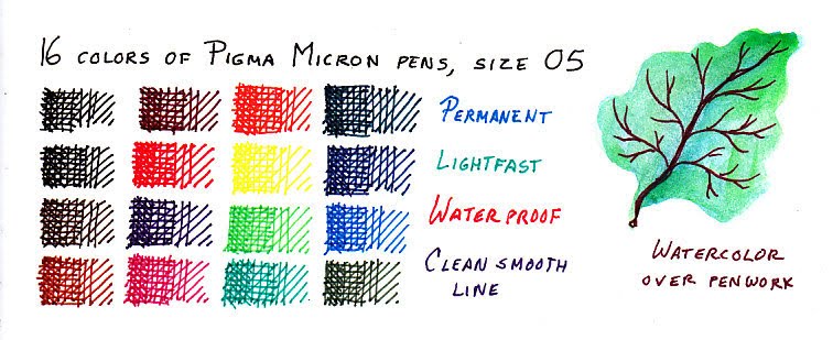 Sakura Pigma Micron Pens - Set of 16, Assorted Colors, 05