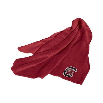 Red South Carolina Gamecocks fleece blanket throe.