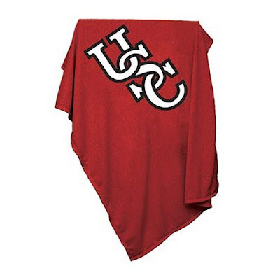 USC Gamecocks red sweatshirt blanket.