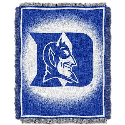 Duke University Blue Devils throw blanket that is blue and white.