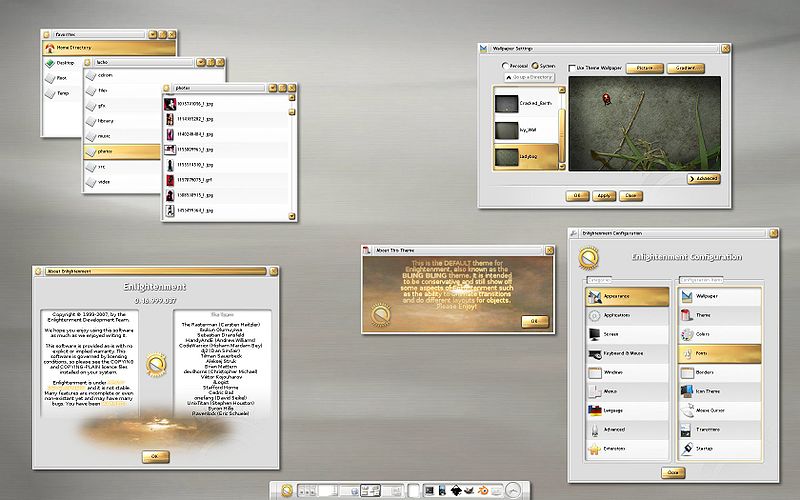 Enlightenment, also known simply as E, is a stacking window manager for