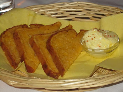 Warm cheese bread with butter
