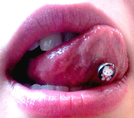 Above is cute hello kitty tongue jewelry! Tongue piercings are not really an 