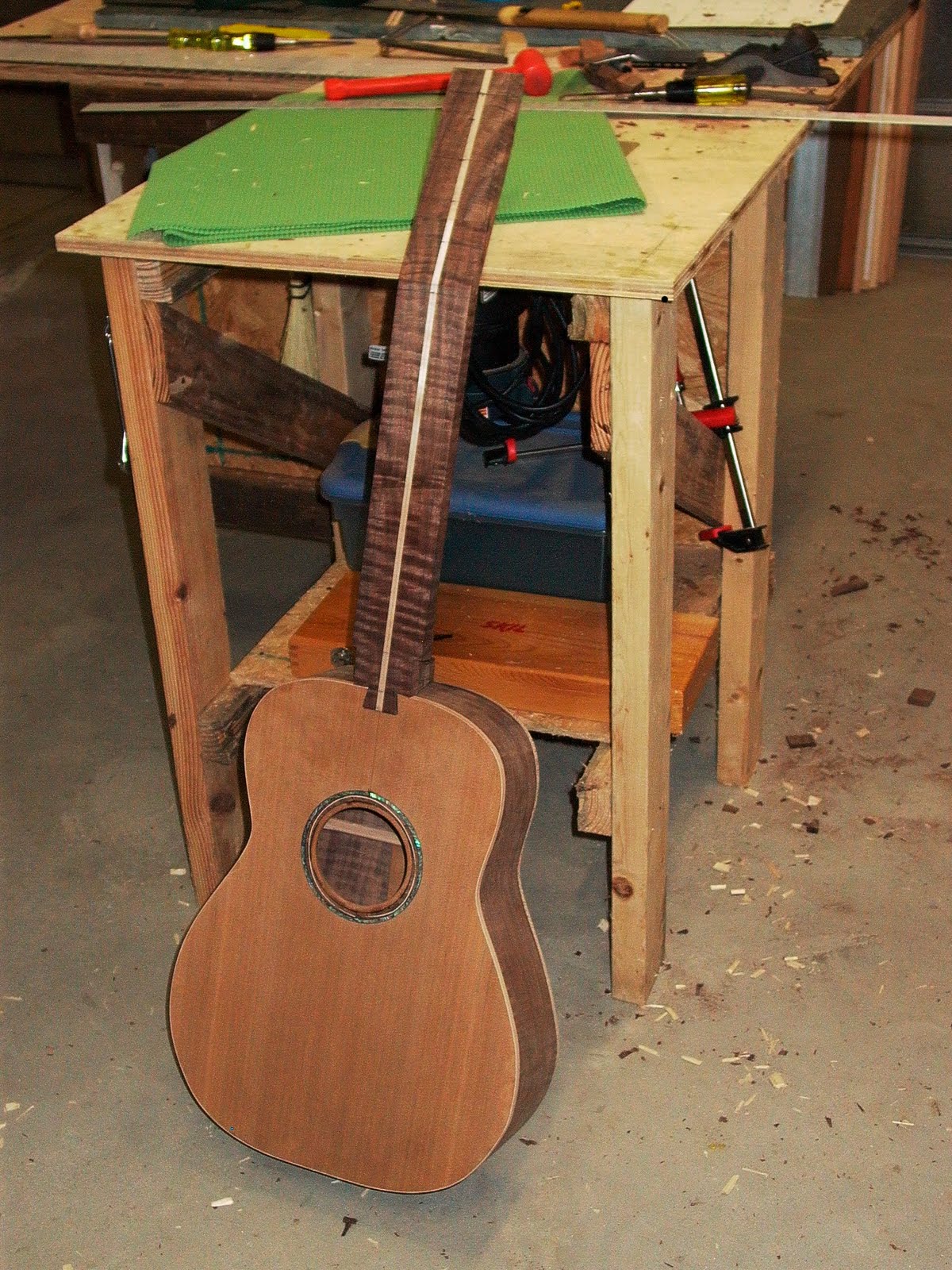 ThreeQuartersLeft Dovetail neck to body joint on an acoustic guitar