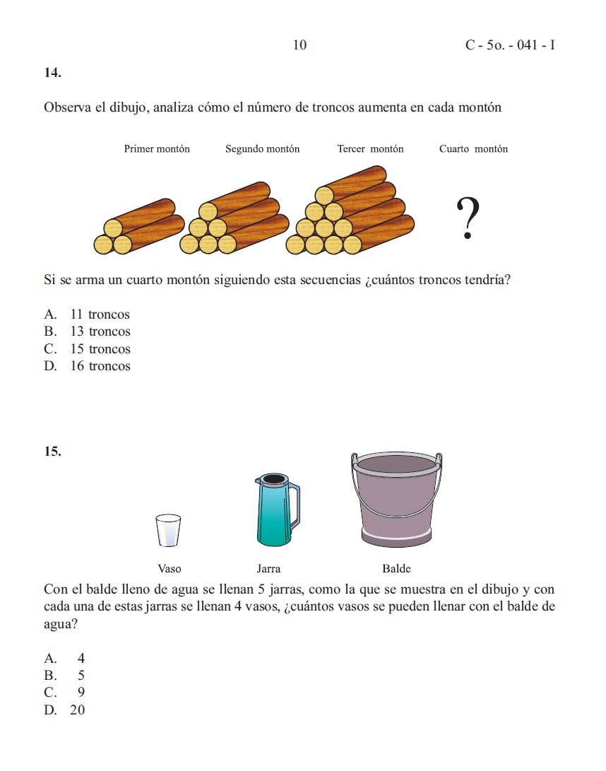 PRUEBAS SABER 2003 GRADO QUINTO HOJA 10 EL MUNDO DE LAS MATEMÁTICAS