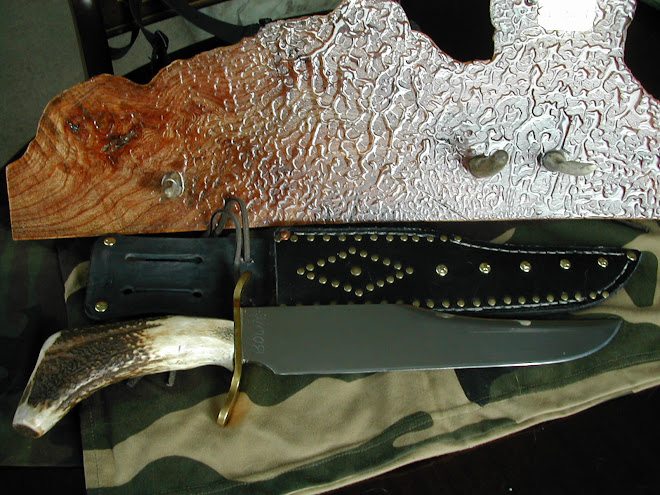 LARGE BOWIE STYLE KNIFE IN L-6 SPRING STEEL