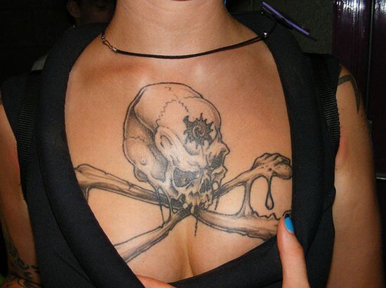 Various Woman Chest Tattoos