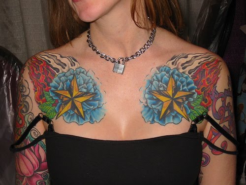 Female chest tattoos with star