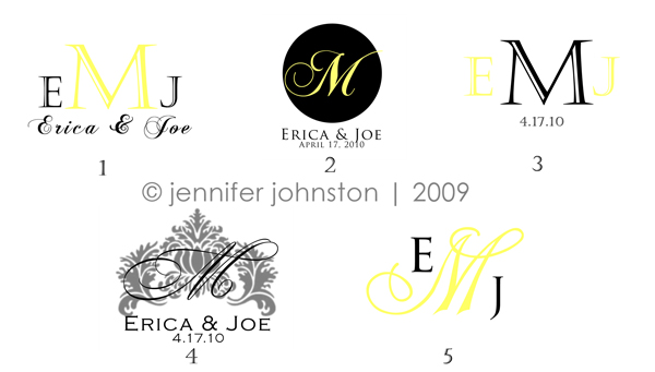 wedding monograms for Erica Joe