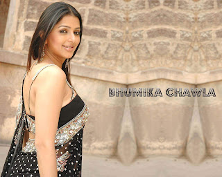 Actress Bhoomika Chawla Hot Saree Wallpaper Photos