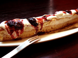 Tofu Cheese Cake with Blue Berry Sauce