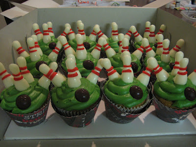 Bowling Pin Cupcakes