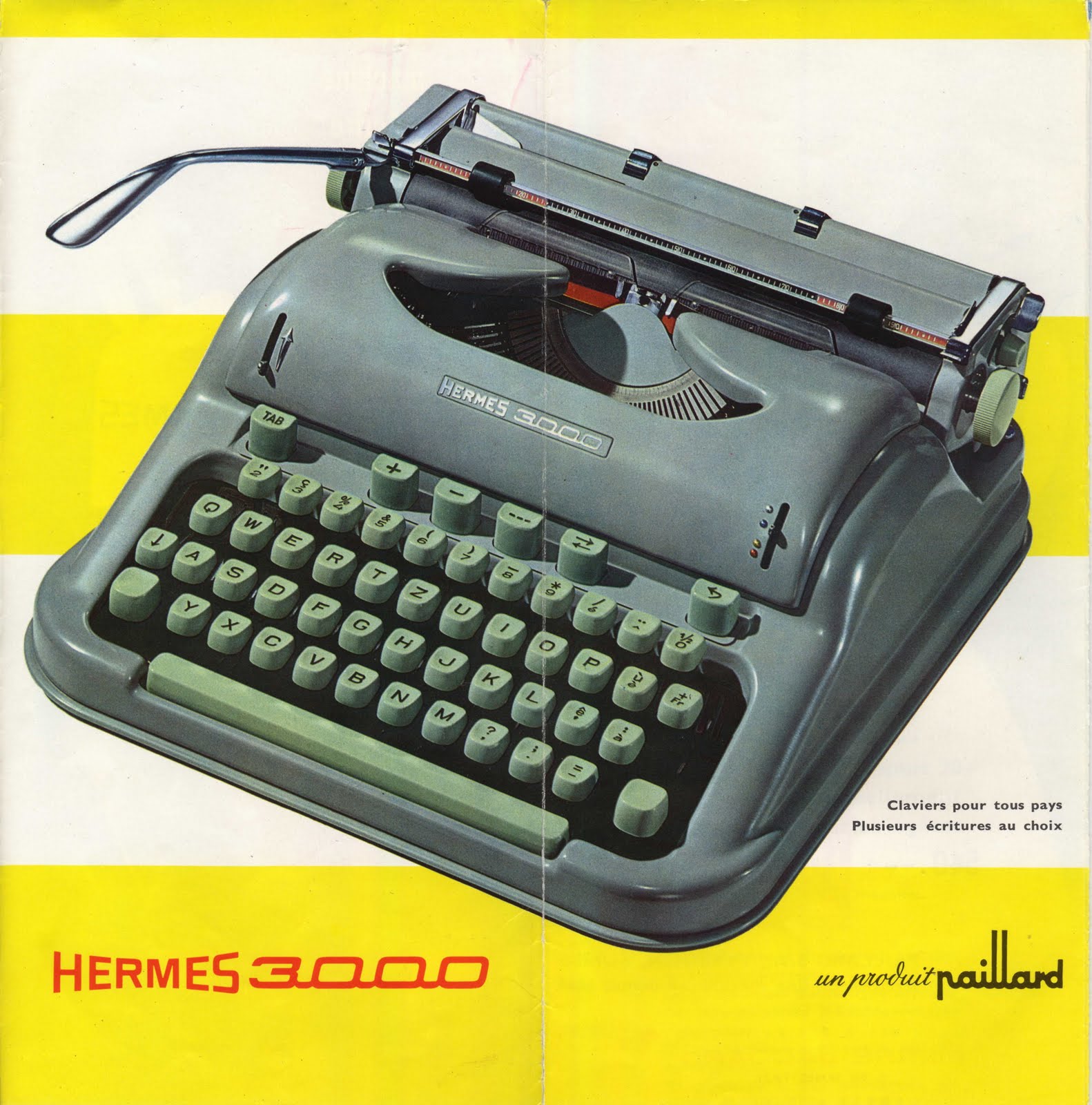Retro Tech Geneva Typewriter Ephemera Hermes 3000 brochure (c. 1958)
