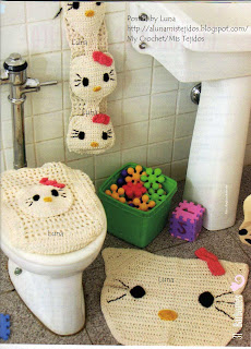 Kitty en crochet: juego de baño HELLO+KITTY
