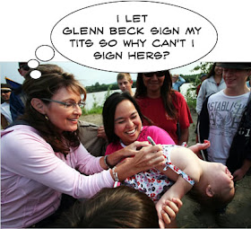 funny sarah palin photo signing tits