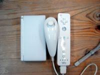nintendo ds lite, nunchuk, wii remore and strap at discountedgame