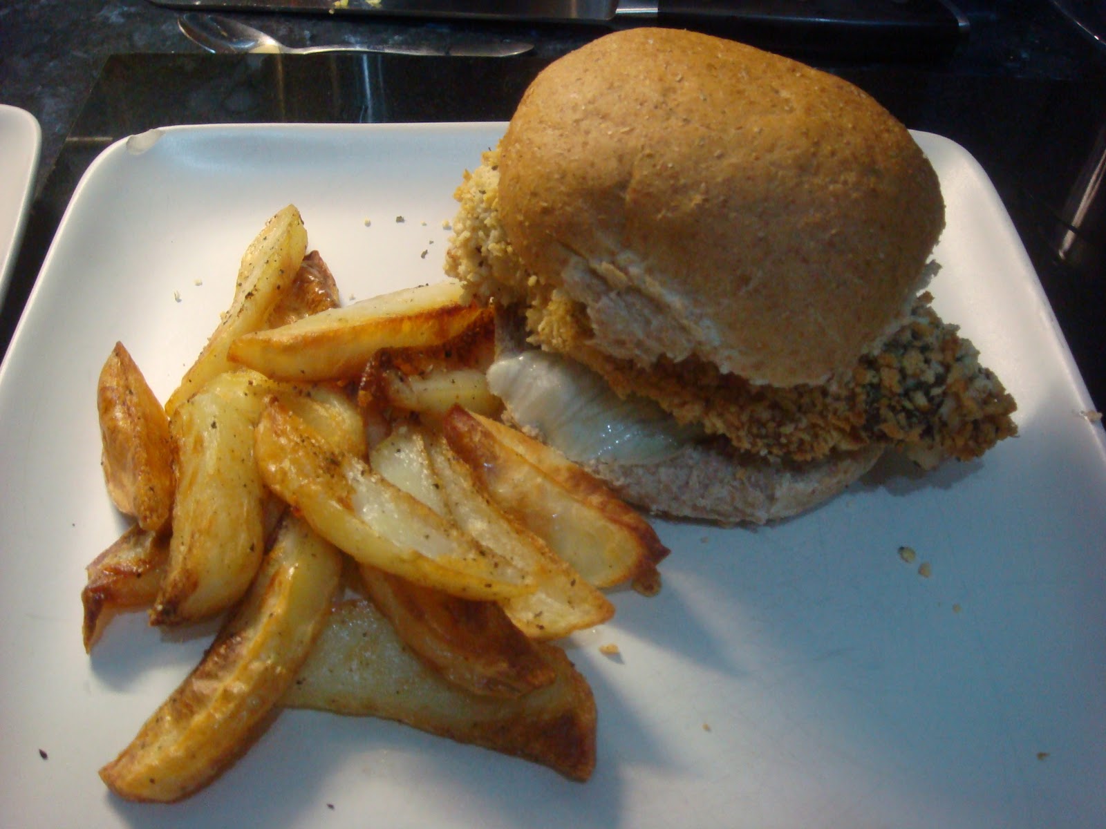 Running OK in the UK Chitty Breaded Chicken Breast Burgers wrapped in