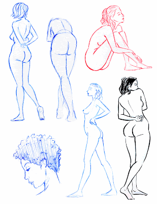 These are one to five minute poses from my weekly figure drawing session.